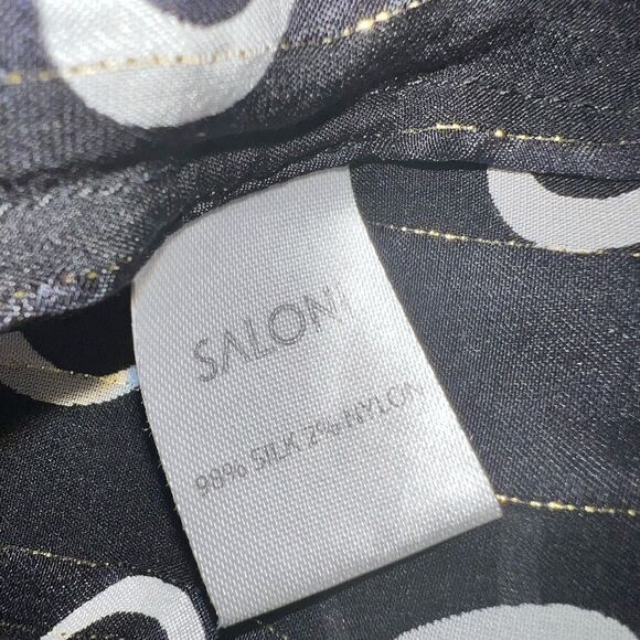 SALONI dress Raquel space dot midi long sleeve silk Read Description - Picture 9 of 9